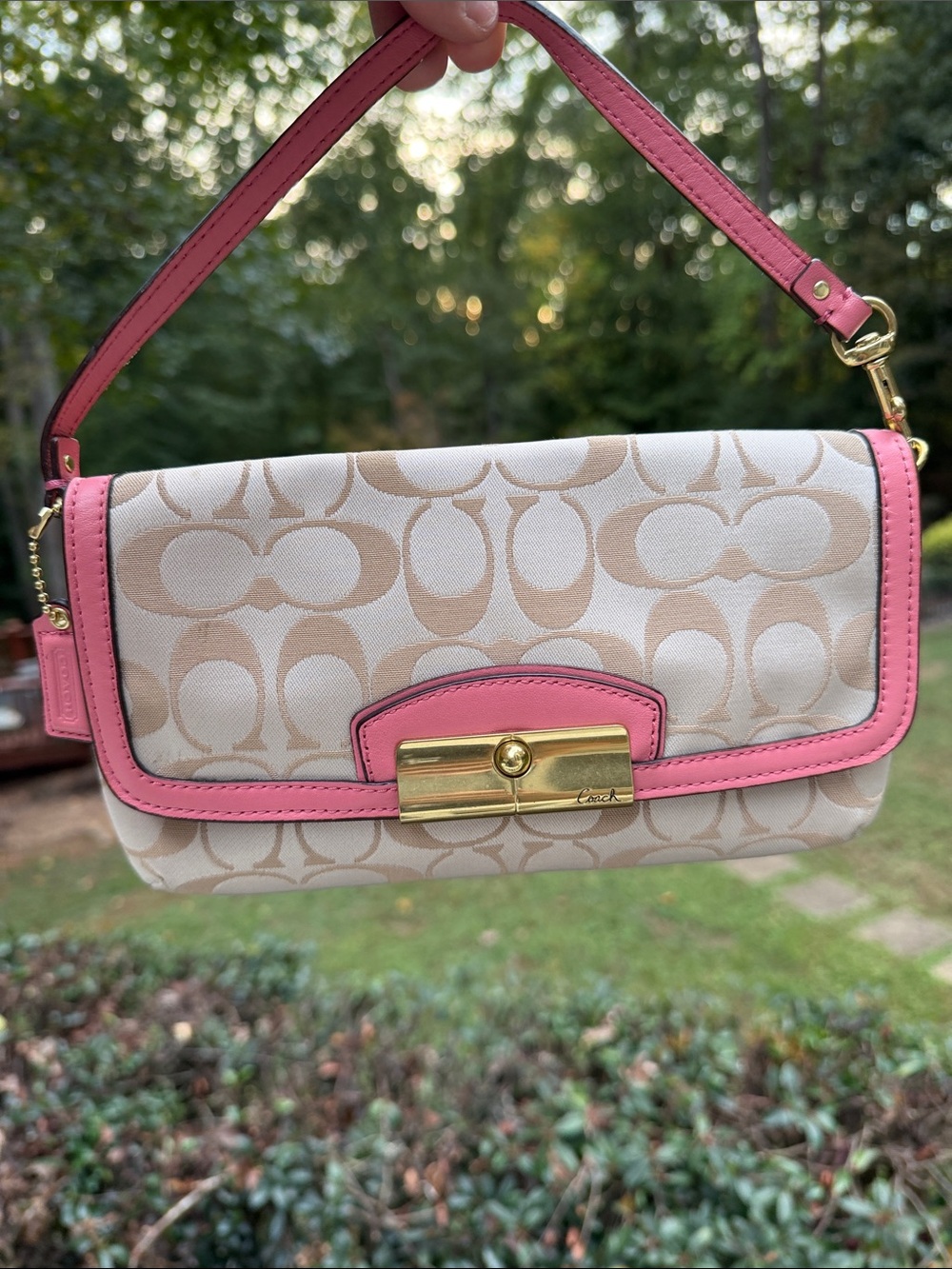 Vintage Coach Kristen Signature Sateen Large Flap Wristlet Bag F48980
